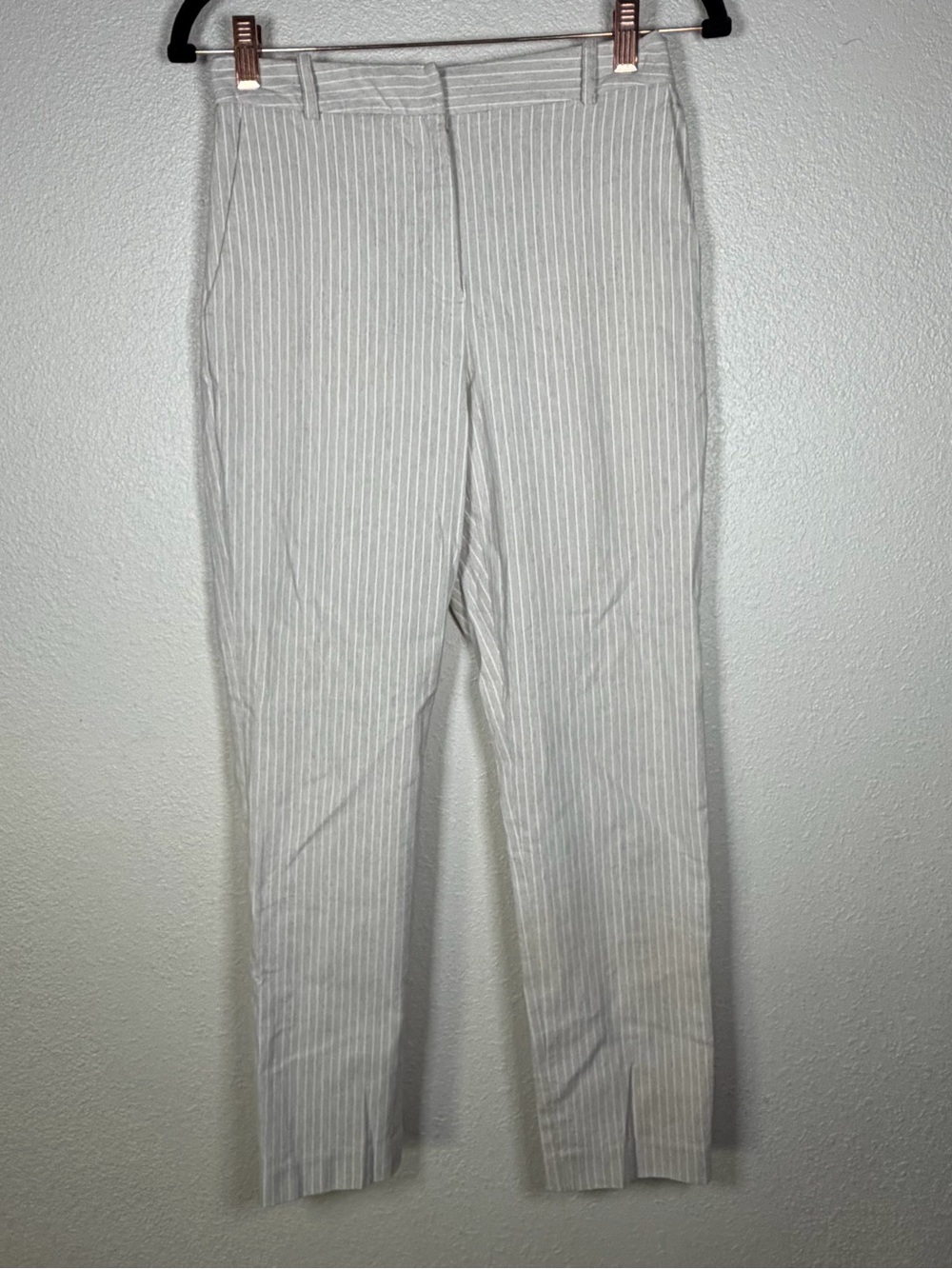 Women’s 6 Linen Blend Striped Business Slacks Adjustable Waist Stretch Pinstripe